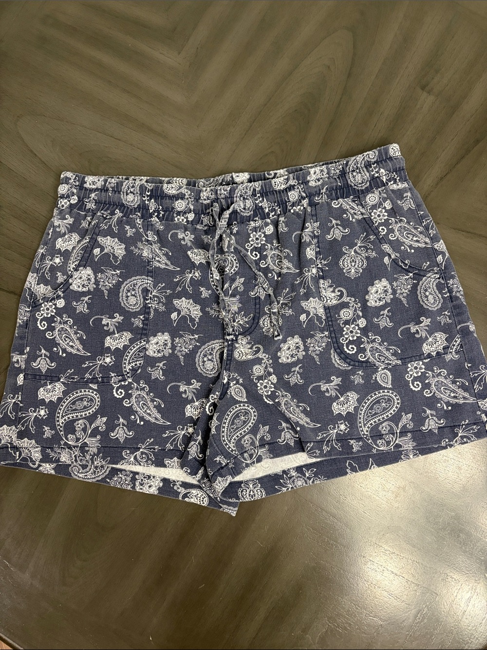 Maurices Navy Paisley Drawstring Casual Shorts